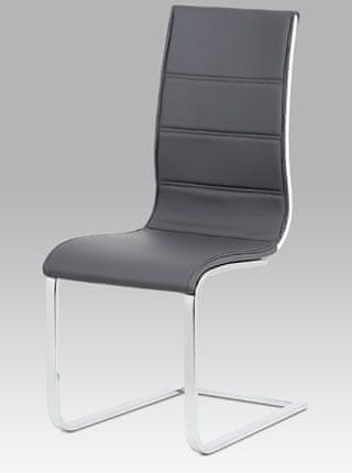 Autronic Jedálenská stolička, sivá koženka, fehér fényű, chróm WE-5030 GREY